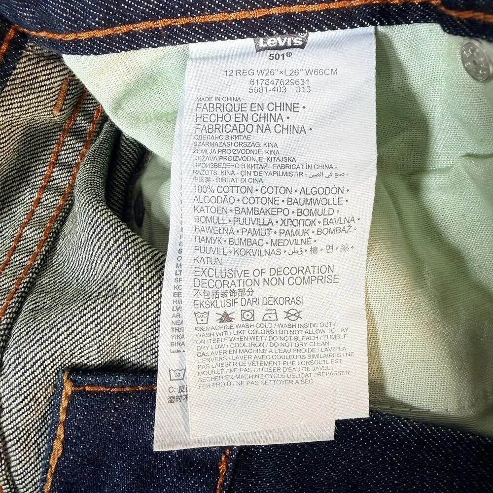 Levi’s 501 Boys Blue jeans 26x26 12reg Brand New - Picture 9 of 11